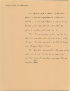 News Script: Dallas school desegregation