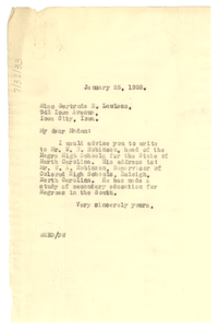 Letter from W. E. B. Du Bois to Gertrude E. Lawless