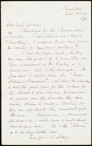 Letter from Samuel May, Jr., Leicester, [Mass.], to William Lloyd Garrison, Oct[ober] 30 [1872]