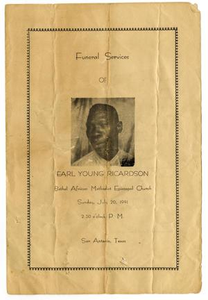 Funeral Program for Earl Young Ricardson, July 20, 1941