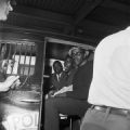 Arrested Freedom Riders in the back of a police van after their arrival at the Greyhound station in Birmingham, Alabama.