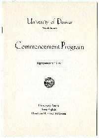 University of Denver (Colorado Seminary) Commencement Program, Eighty-seventh Year, 1951 June 8