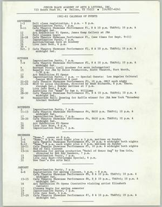 1982-83 Calendar of Events