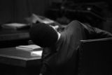 Anthony Ray Hinton sitting in the courtroom during his capital murder trial in Birmingham, Alabama.