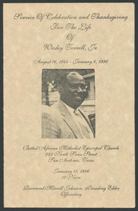 Funeral Program for Wesley Terrell, Jr., January 11, 1996