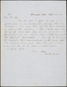 Letter from Abby Kelley Foster, Worcester, [Massachusetts], to Samuel May, [18]52 Sept[ember] 18