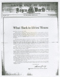 What 'Back to Africa' Means [title for Marcus Garvey's letter appearing in the January 30, 1926 issue of the Negro World]