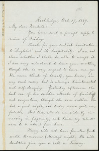 Letter from William Lloyd Garrison, Rockledge, [Roxbury, Mass.], to Wendell Phillips Garrison, Oct. 17, 1869