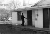 Willie Lee Wood, Sr., standing on the porch of the Autauga County Voters Association office in Prattville, Alabama.