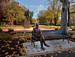 Statues of two figures from a different era on the campus of Hampton University, a historically black university in Hampton, Virginia