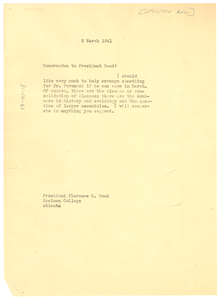 Memorandum from W. E. B. Du Bois to Florence Read