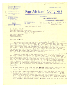 Letter from George Padmore to W. E. B. Du Bois