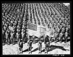 [Untitled photo, possibly related to: Fort Bragg, North Carolina. 41st Engineers on parade with Sergeant Franklin Williams in color guard]