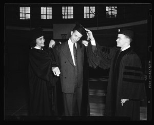 H.U. Commencement Activities 1940 w/Joe Louis and Sister Vunice [Vunies] Graduating [from enclosure] [black-and-white cellulose acetate photonegative]