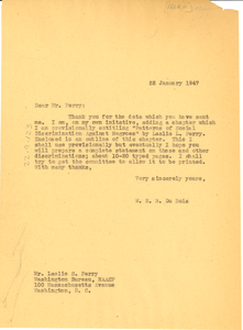 Letter from W. E. B. Du Bois to Leslie S. Perry