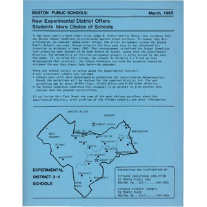 Boston Public Schools New experimental district offers students more choice of schools, March, 1985.