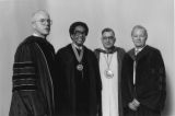 James W. England, William Edward (Billy) Taylor, Peter J. Liacouras and unidentified man at the 1994 Temple University commencement