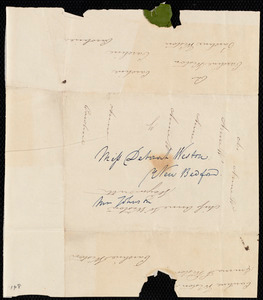 Fragment of letter to Deborah Weston