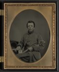 [Private W.R. Clack of Co. B, 43rd Tennessee Infantry Regiment, with saber, pistol, and small book]