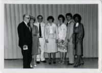 New Directors Reception, August 1982, Henry Colton, Marie Colton, Mary Anne Richards, Tim Richards, and Rosa Davis