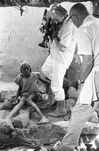 Cameraman Georges Bracher filming Samuel, son of Dolo, the blacksmith. Ogol du Haut village, Mali