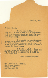 Letter from W. E. B. Du Bois to Cinema Lyceum