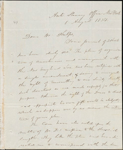 Letter from Elizur Wright, New York, to Amos Augustus Phelps, 1834 August 8