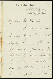 Letter to] My dear Mr. Garrison [manuscript