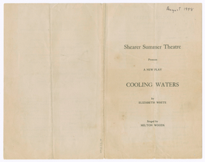 Program for Shearer Summer Theatre's production of Cooling Waters