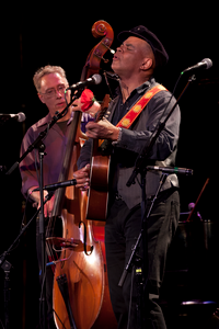 Guy Davis during sound check with bassist Mark Murphy, during the Earth Day Concert