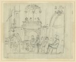 Thumbnail for [Interior of building, with seated figures]