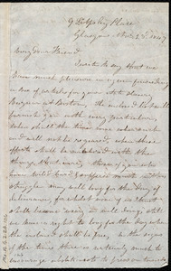 Letter from Mrs. Mary Welsh, 9 S[outh] Apsley Place, Glasgow, [Scotland], to Maria Weston Chapman, Nov. 23'd, 1849