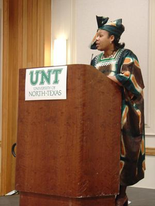 Cheylon Brown speaking at African Heritage Banquet