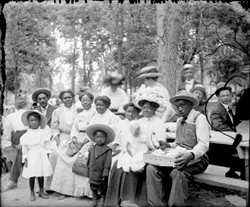 Group of people in a park picnic