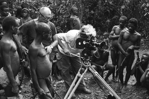 Eliot Elisofon and cameraman Georges Bracher filming the Mbuti people. Near Epulu, Ituri Forest, Congo (Democratic Republic)