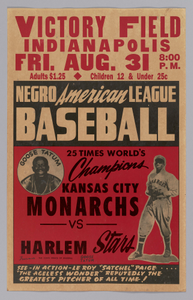 Poster advertising a game between the Kansas City Monarchs and the Harlem Stars