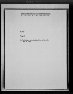 Roll of Refugees at the Refugee Home at Nashville