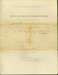 Monthly return of quartermaster's stores, signed by H.A. Cooper, Surgeon, 23rd Missouri Volunteer Infantry, Atlanta, Ga., September 30, 1864