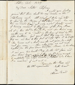 Letter from Ruth Ward, Ashburnham, [Massachusetts], to Maria Weston Chapman, [1839] Oct[ober]