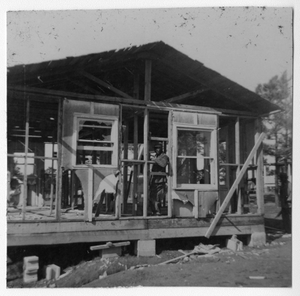 Photograph of the home of Mr. and Mrs. Waddell Rucker during remodeling, Manchester, Georgia