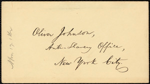 Letter from William Lloyd Garrison, Boston, [Mass.], to Oliver Johnson, April 17, 1862