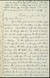 Letter from William Lloyd Garrison, Roxbury, [Mass.], to Fanny Garrison Villard, Jan. 23, 1877