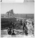 [Atlanta, Ga. Federal soldiers by gun in captured fort]