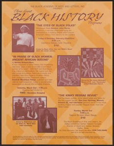 Flyer: Three Great Black History Programs