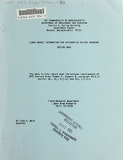 Labor market information for affirmative action programs: Boston SMSA.