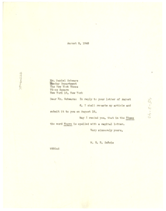 Thumbnail for Letter from W. E. B. Du Bois to New York Times