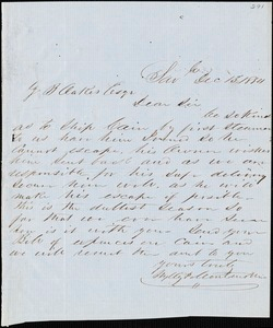 Wylly & Montmollin, Savannah, Ga., autograph letter signed to Ziba B. Oakes, 13 December 1854