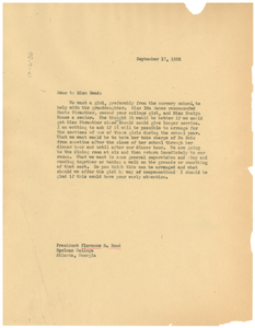 Memo from W. E. B. Du Bois to Florence M. Read