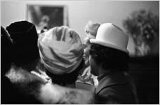 Women standing around Coretta Scott King at Hall Street Baptist Church in Montgomery, Alabama.