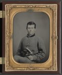 [Theophilus Mann of Company G, 1st (Farinholt's) Virginia Infantry Battalion Reserves, with pistol and knife]